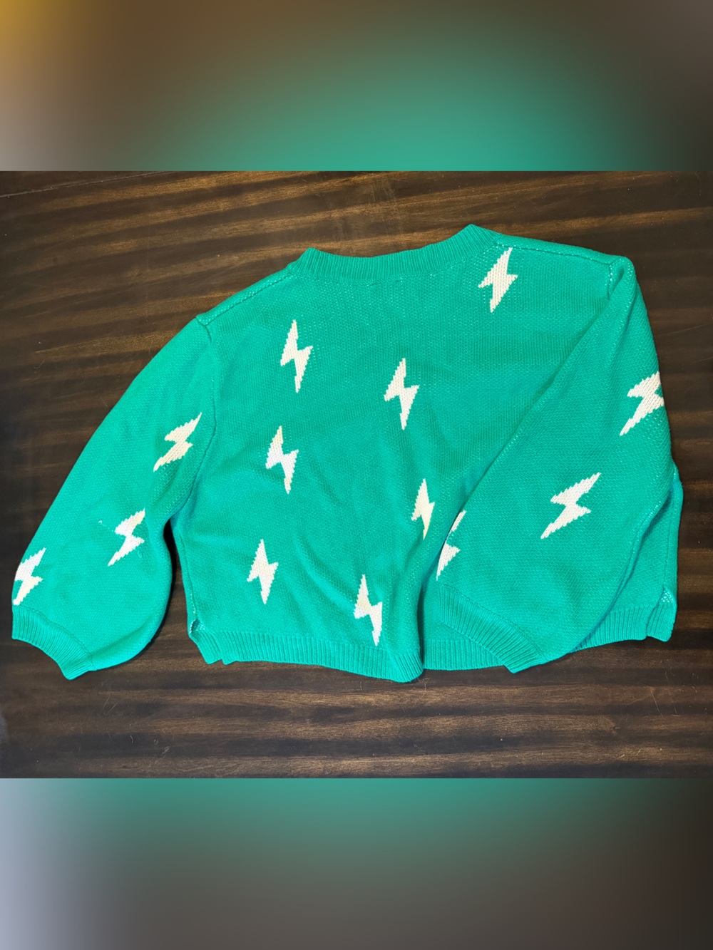 DRESSED IN LALA Green Lightning Bolt Sweater Size Small - Picture 4 of 5
